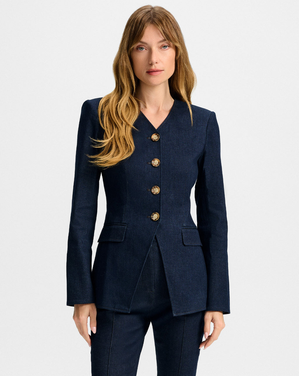Veronica Beard Cynthia Tailored Denim Jacket - Midnight Wash