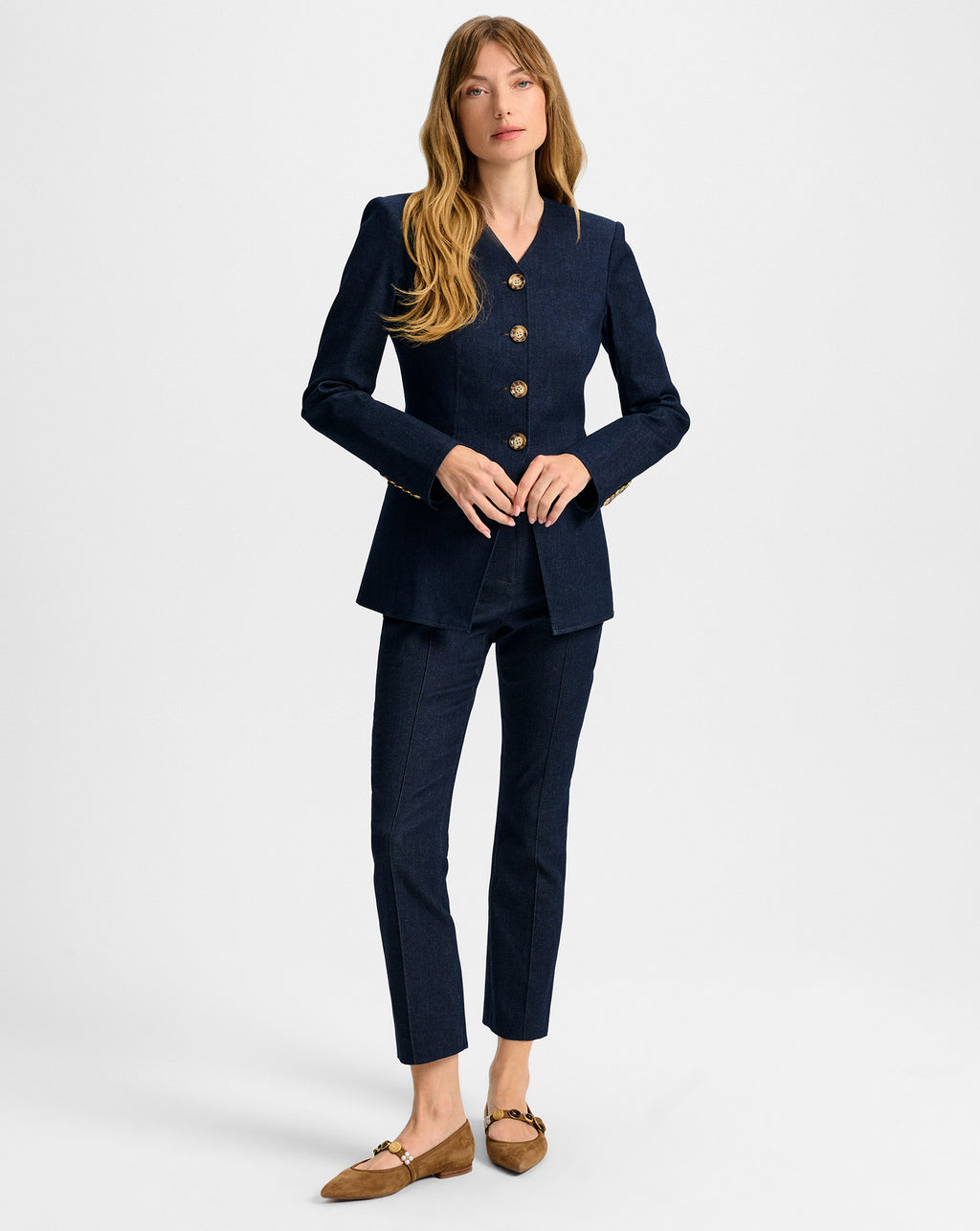 Veronica Beard Cynthia Tailored Denim Jacket - Midnight Wash