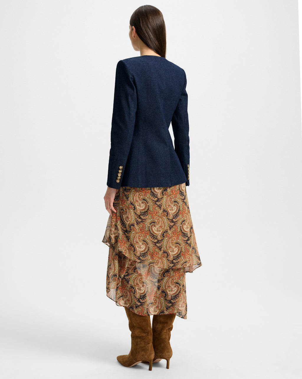 Veronica Beard Cynthia Tailored Denim Jacket - Midnight Wash