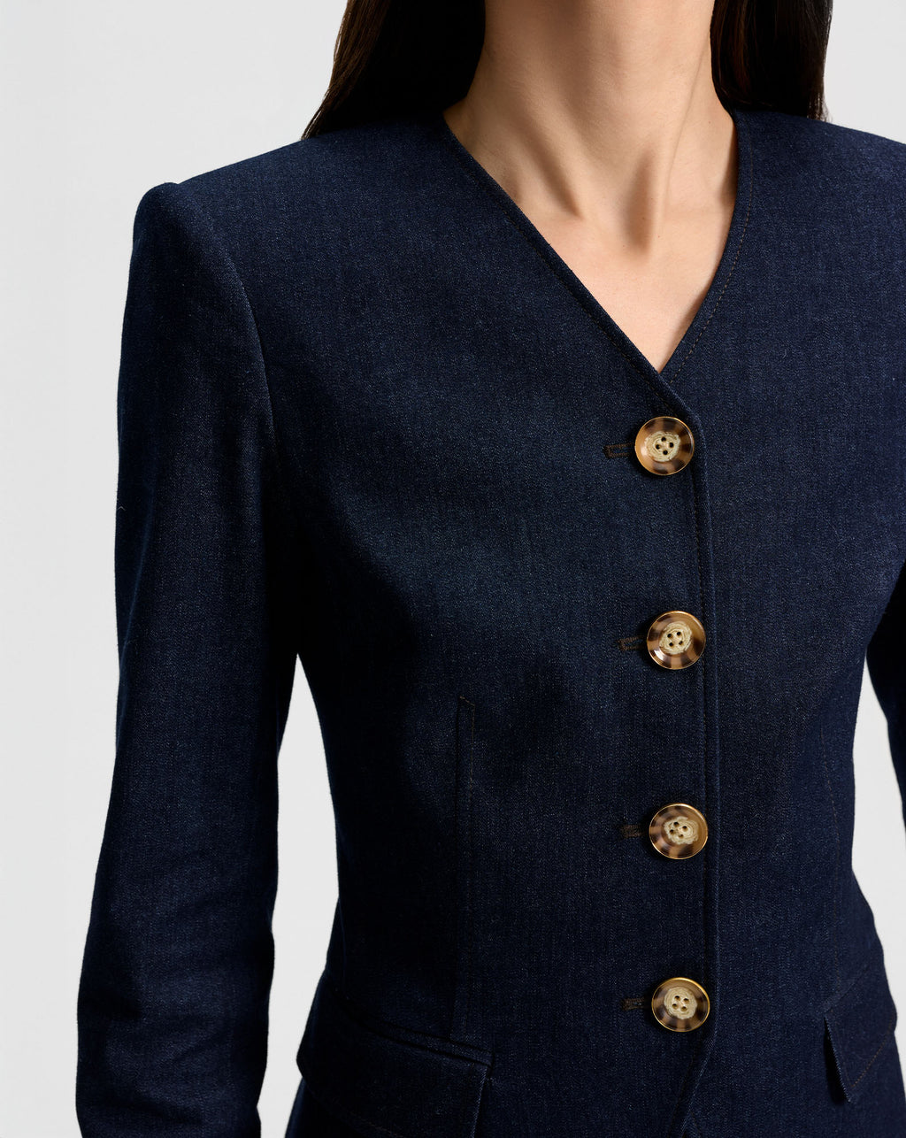 Veronica Beard Cynthia Tailored Denim Jacket - Midnight Wash