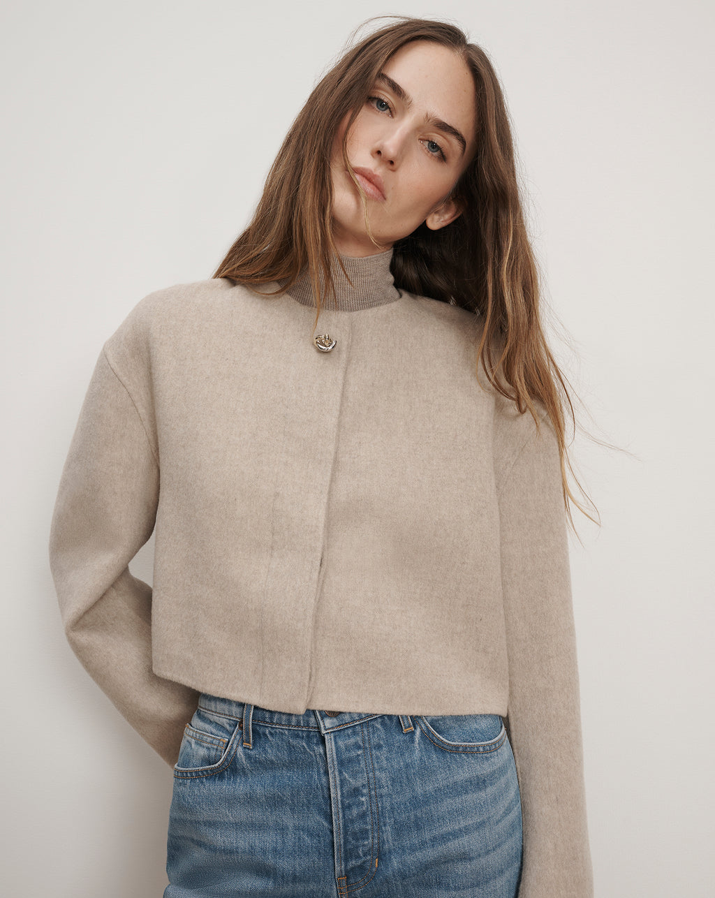 Veronica Beard Philips Cropped Jacket - Oatmeal Melange