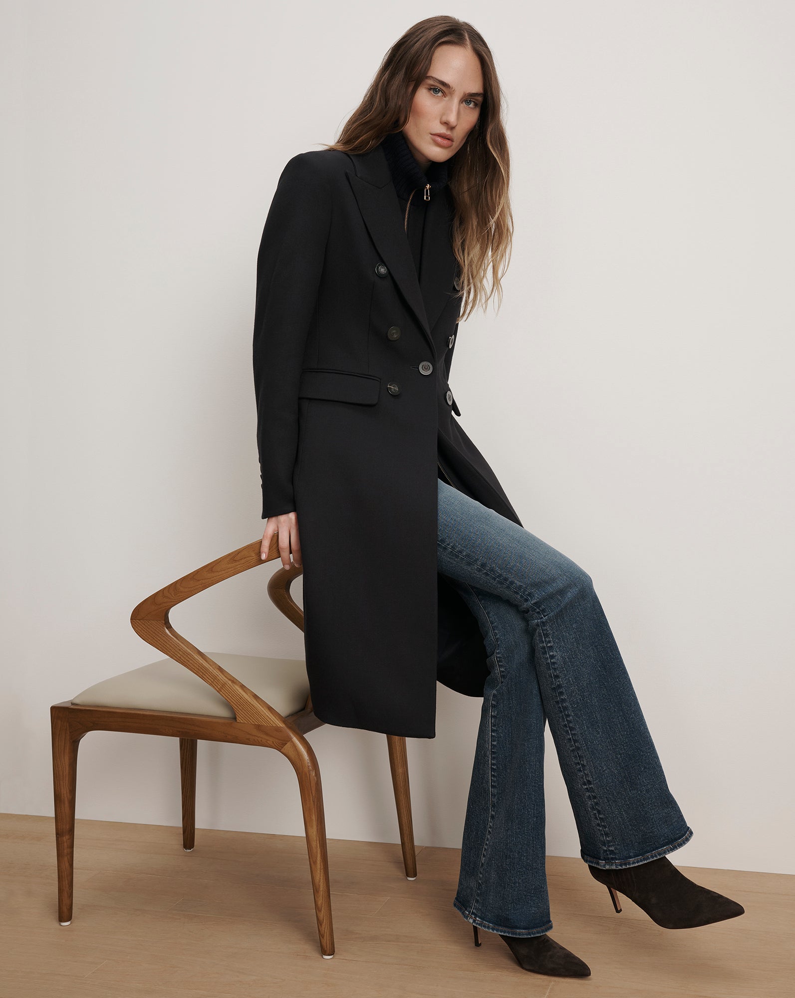 Veronica Beard Stryder Double-Breasted Dickey Coat - Navy