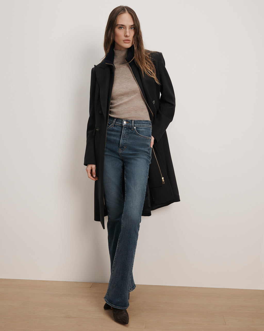 Veronica Beard Stryder Double-Breasted Dickey Coat - Navy