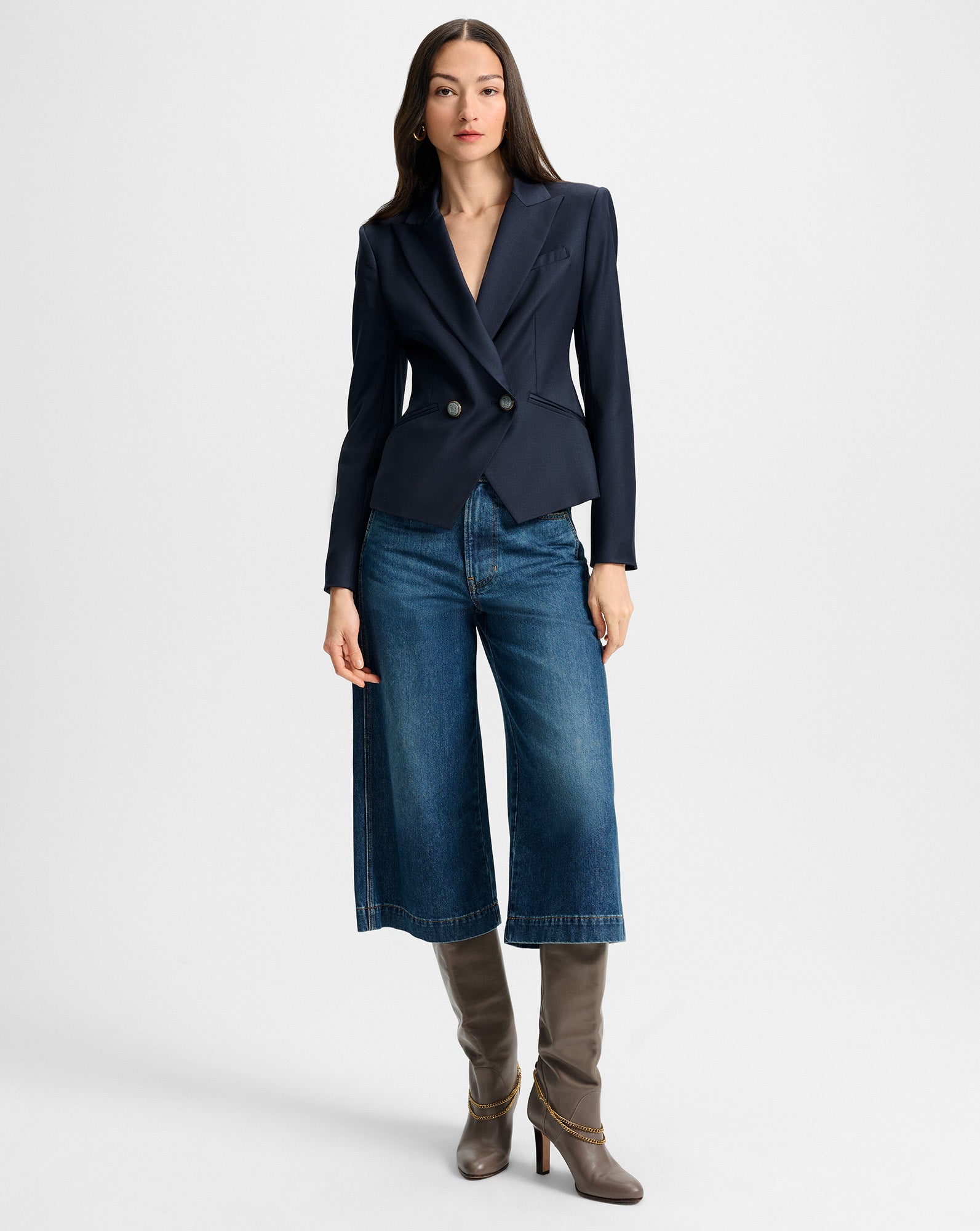 Veronica Beard Rickie Cropped Dickey Jacket - Navy