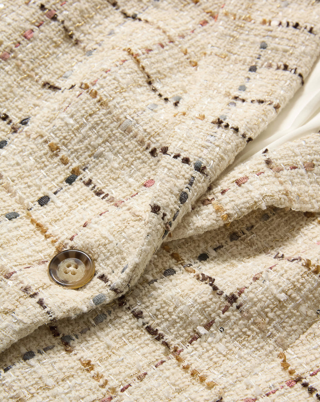 Veronica Beard Healy Tweed Dickey Jacket - Ecru Multi