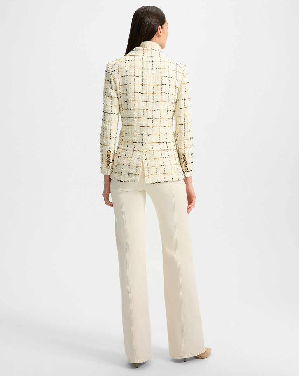 Veronica Beard Healy Tweed Dickey Jacket - Ecru Multi