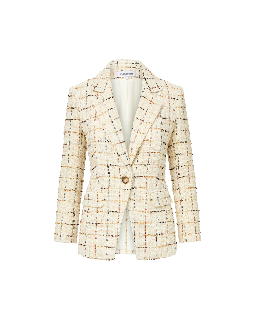 Veronica Beard Healy Tweed Dickey Jacket - Ecru Multi