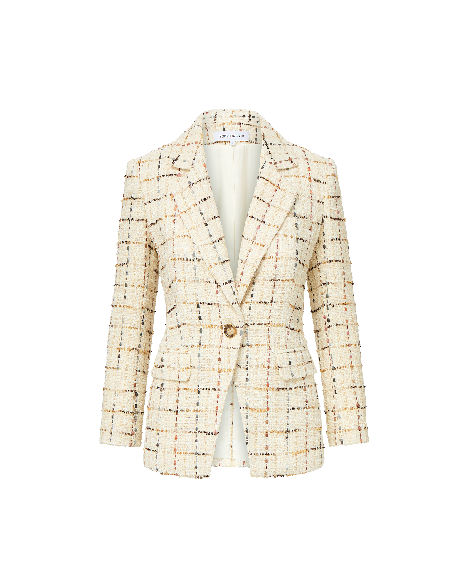 Veronica Beard Healy Tweed Dickey Jacket - Ecru Multi