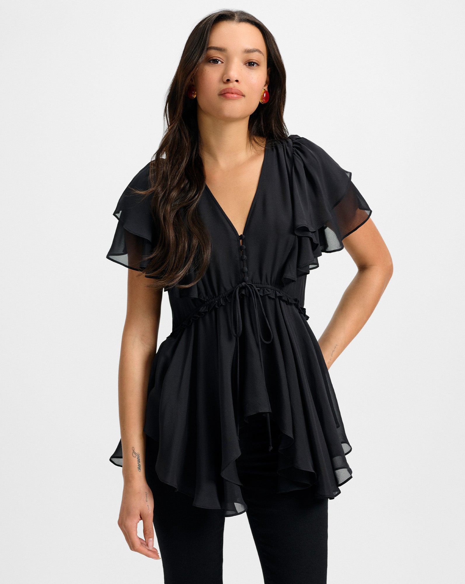 Veronica Beard Sammie Silk Blouse - Black