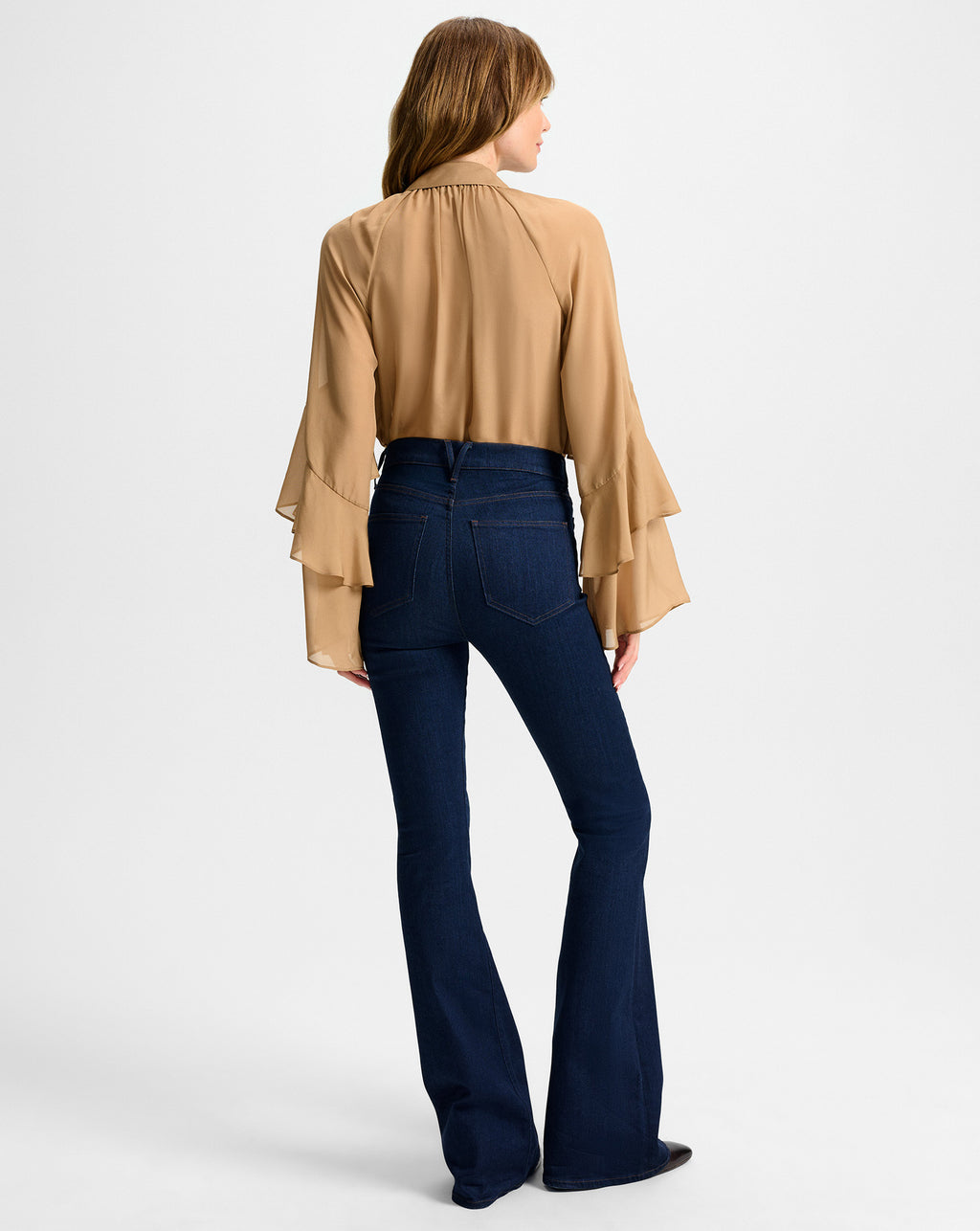 Veronica Beard Demaris Ruffled Button-Down Blouse - Brown Sugar