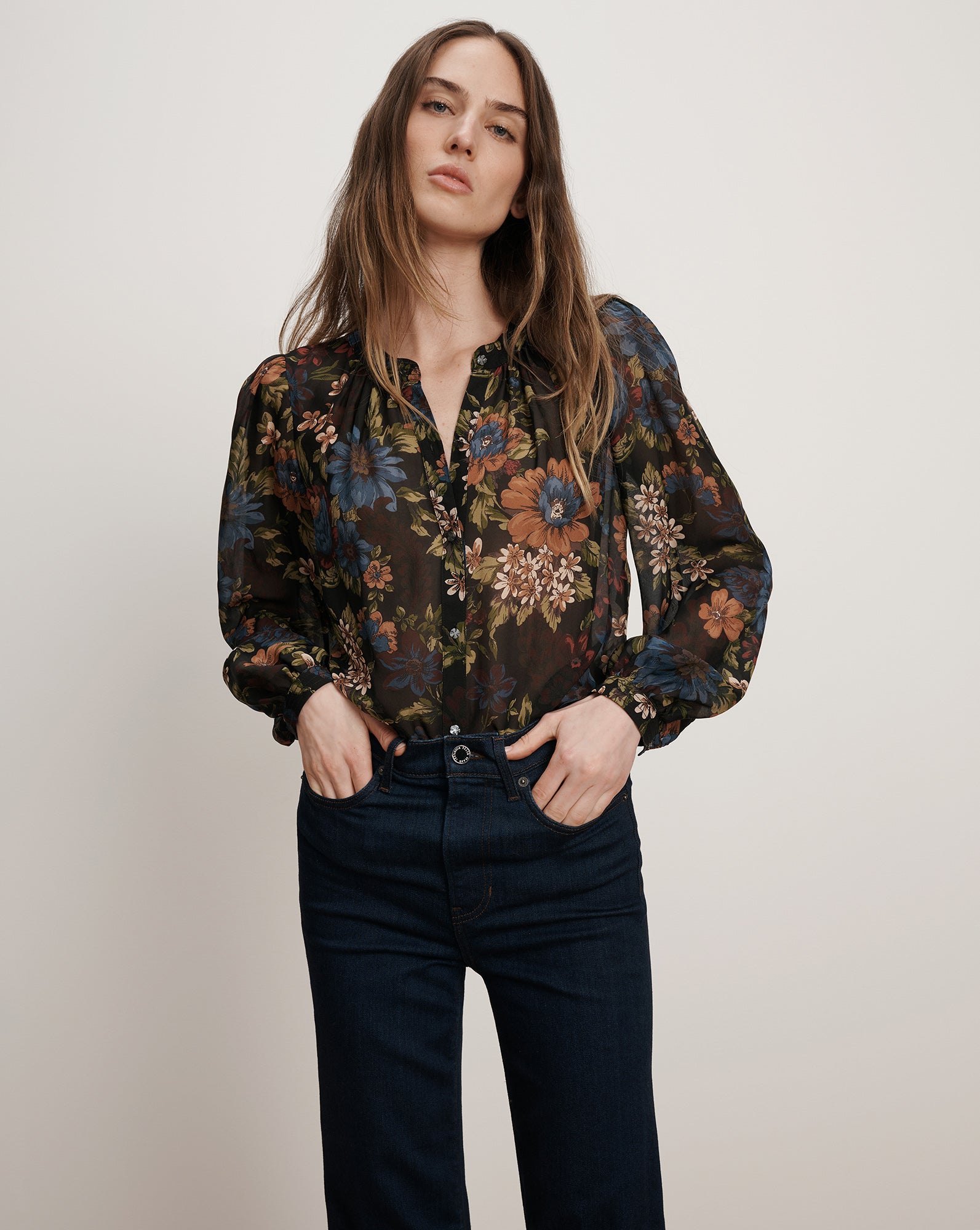 Veronica Beard Ashlynn Silk Blouse - Black Multi