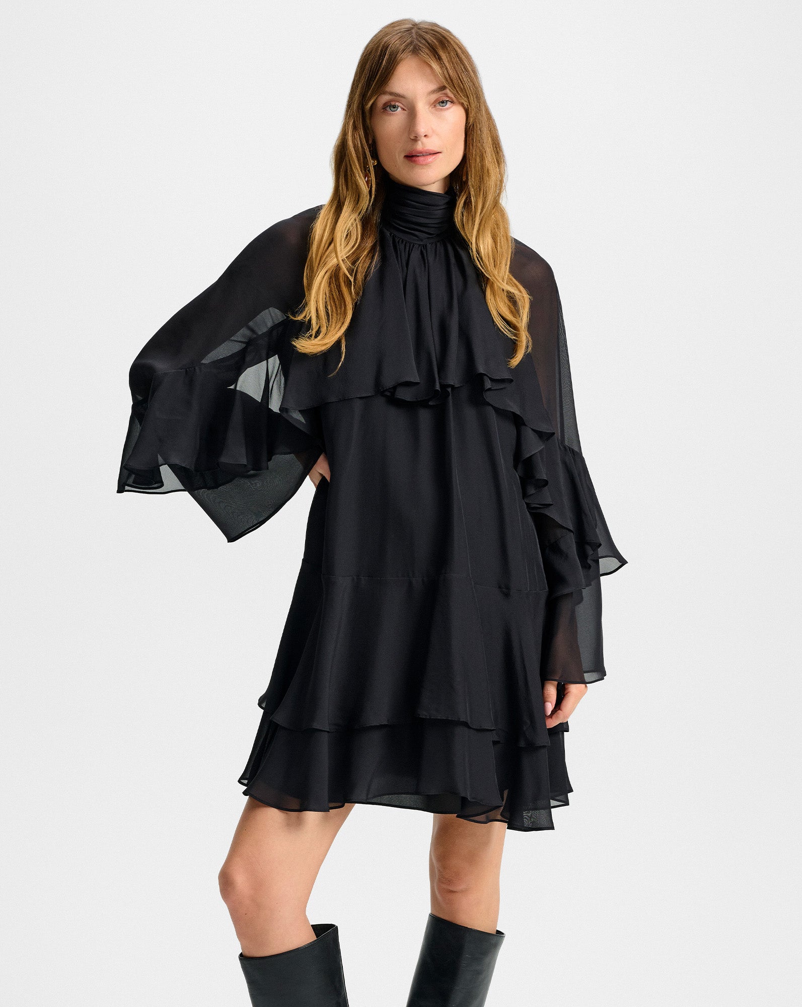 Veronica Beard Adlington Silk Mini Dress - Black