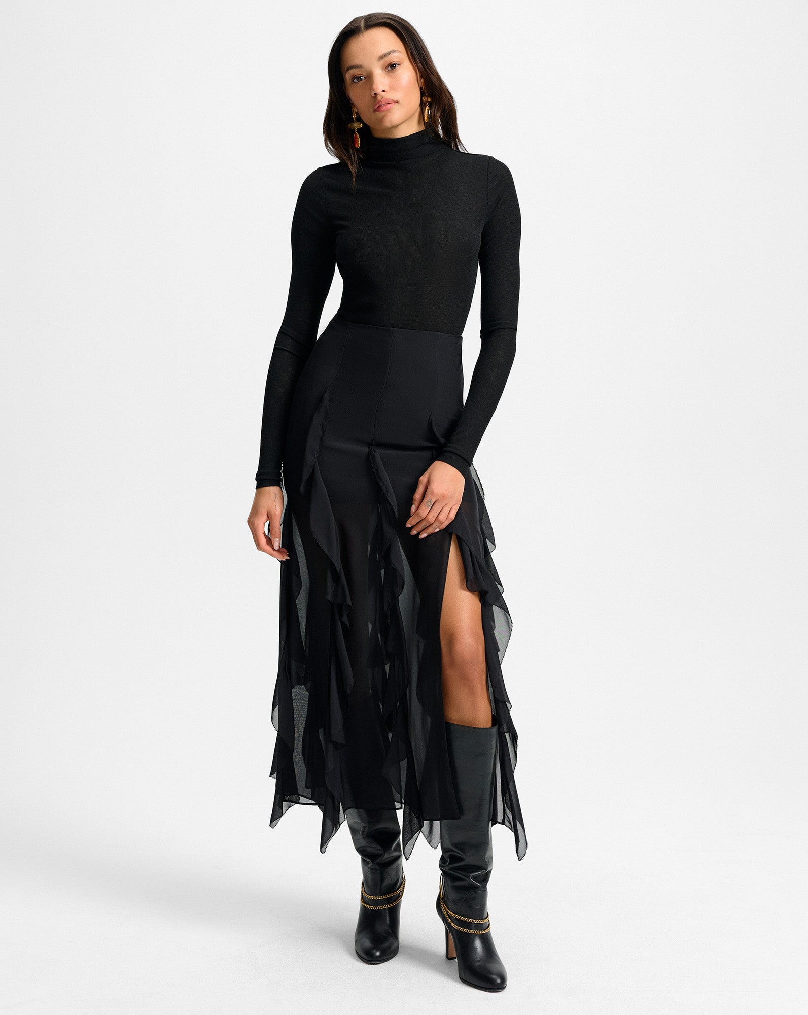 Veronica Beard Ava Silk Maxi Skirt - Black