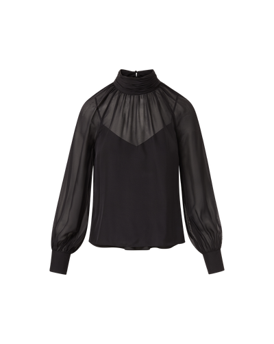 Veronica Beard Alyssa Silk Turtleneck Blouse - Black