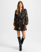 Veronica Beard Justine Silk Mini Dress - Black Multi