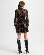 Veronica Beard Justine Silk Mini Dress - Black Multi