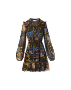 Veronica Beard Justine Silk Mini Dress - Black Multi