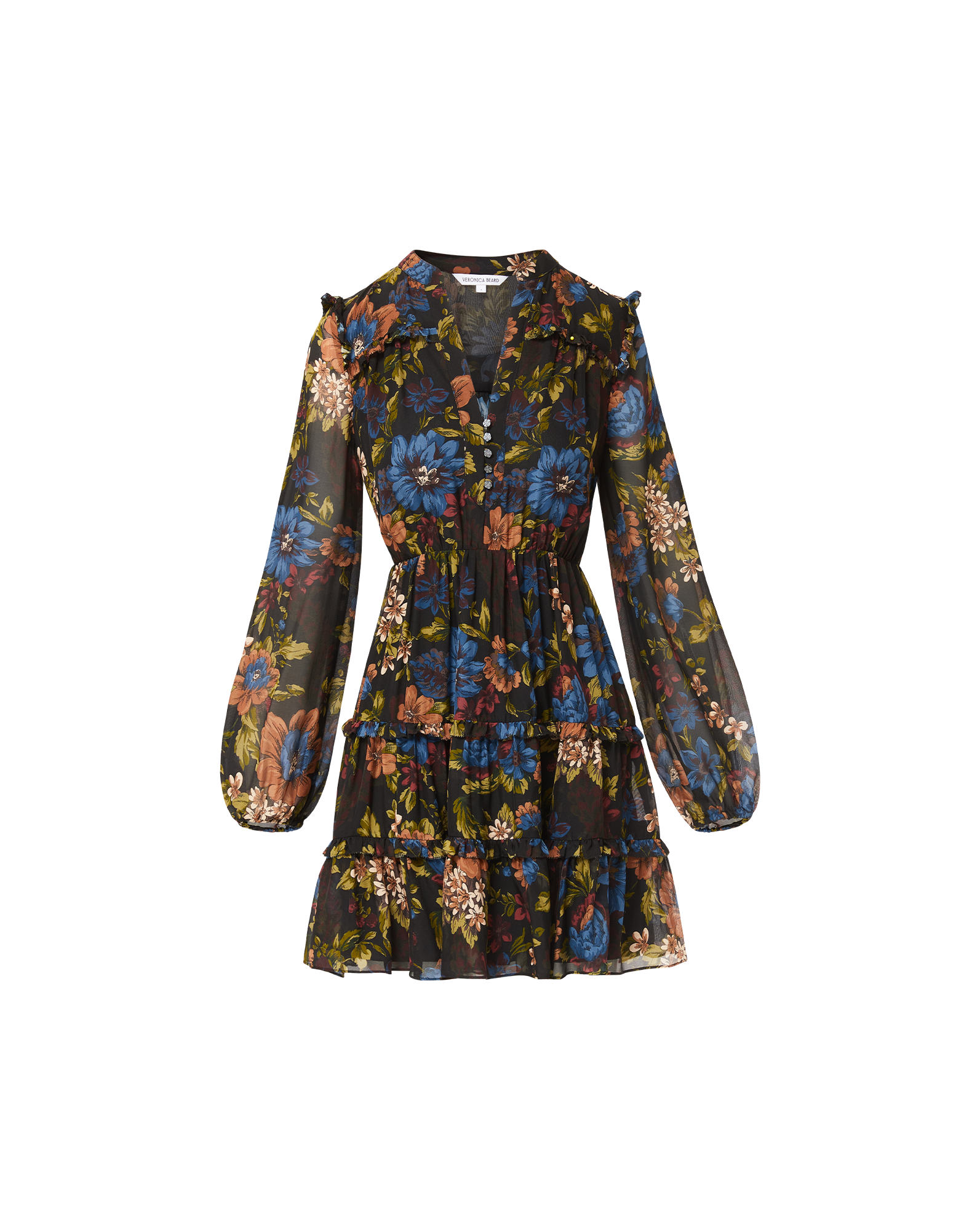 Veronica Beard Justine Silk Mini Dress - Black Multi