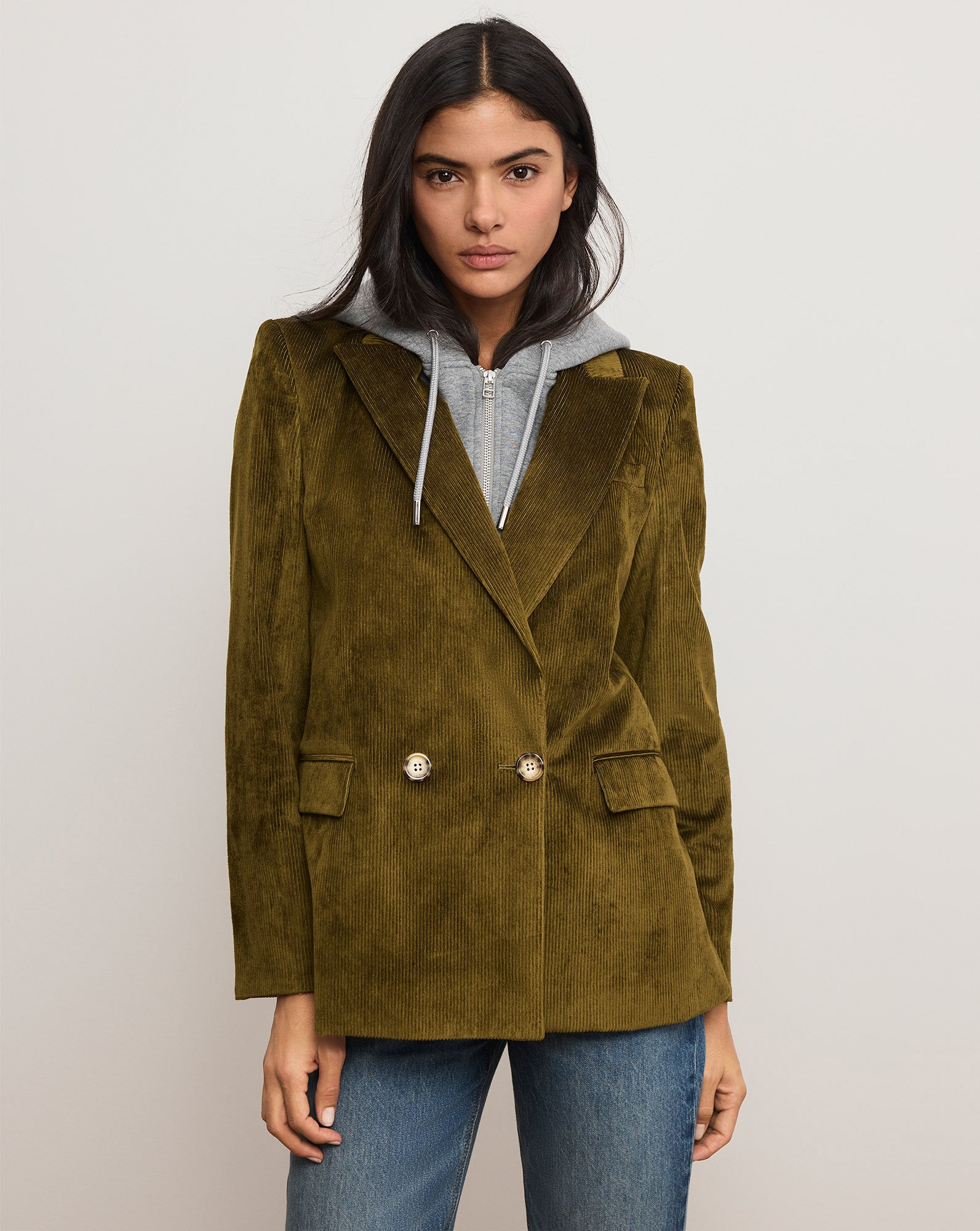 Veronica Beard Sevyn Corduroy Dickey Jacket - Moss