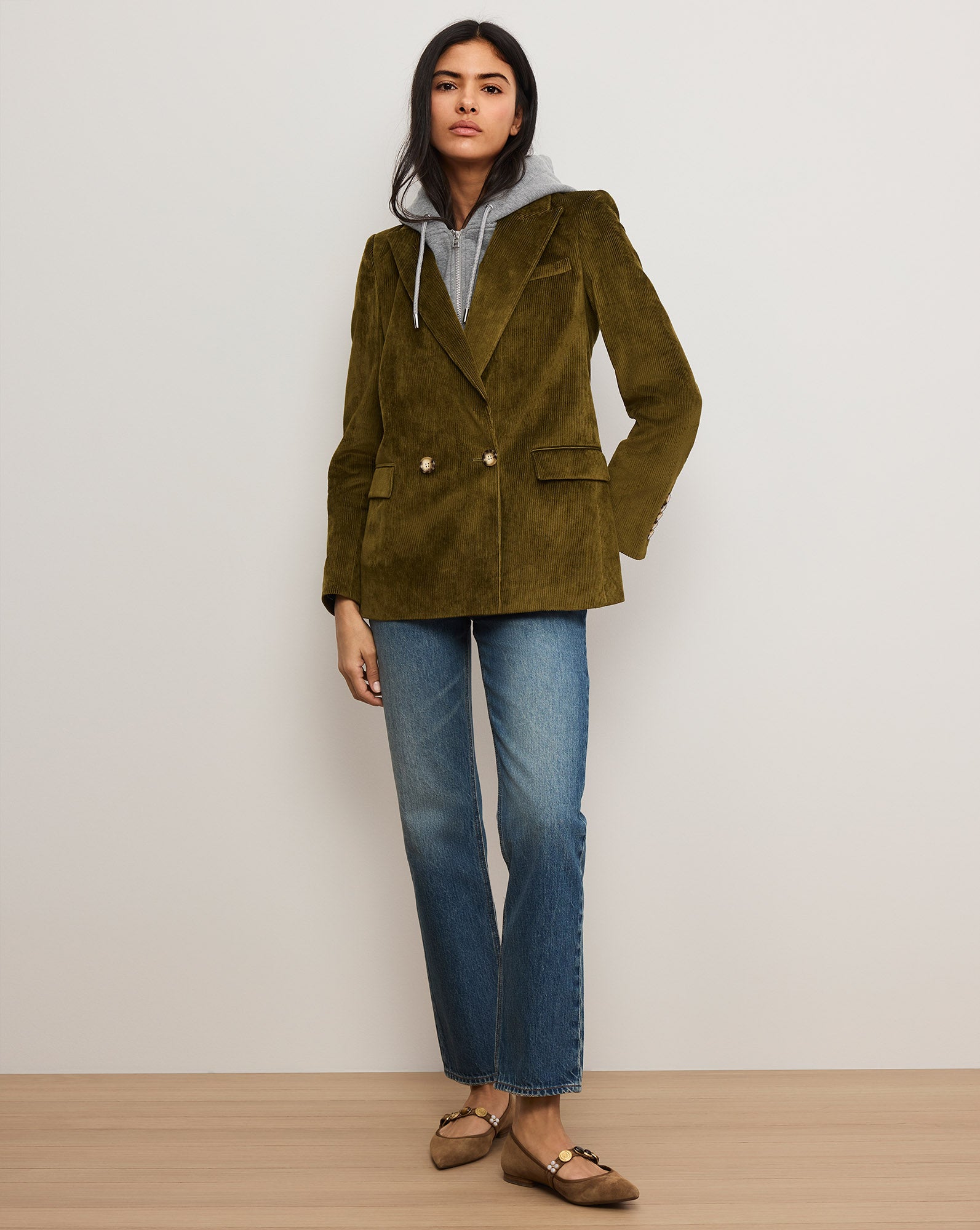 Veronica Beard Sevyn Corduroy Dickey Jacket - Moss