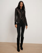 Veronica Beard Matty Sequin Button-Down Shirt - Dark Currant