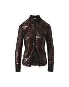 Veronica Beard Matty Sequin Button-Down Shirt - Dark Currant