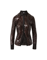 Veronica Beard Matty Sequin Button-Down Shirt - Dark Currant