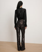 Veronica Beard Collier Sequin Skinny-Flare Pant - Dark Currant