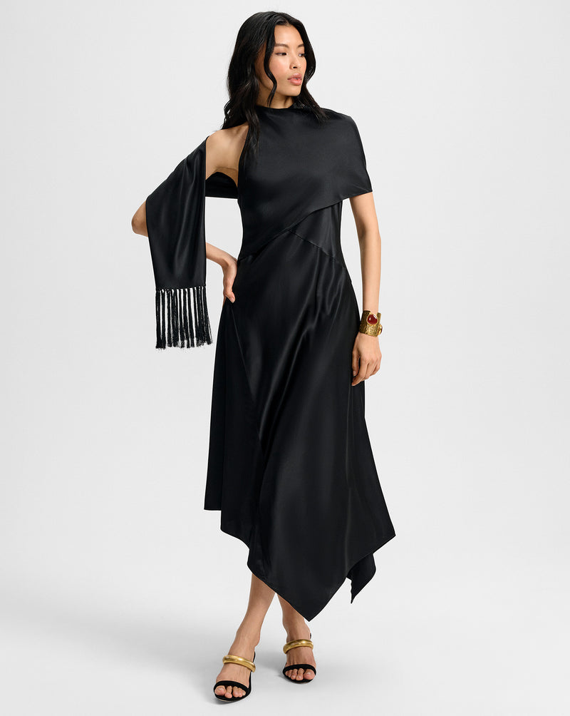 Veronica Beard Wyndham Silk Midi Dress - Black