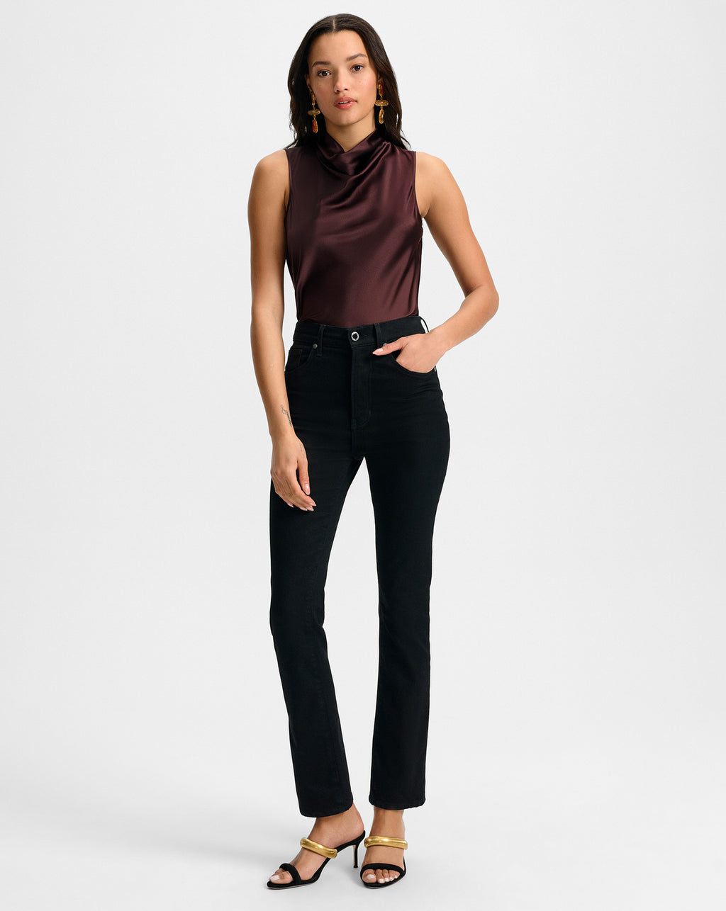 Veronica Beard Tam Silk Sleeveless Top - Dark Currant