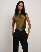 Veronica Beard Tam Silk Sleeveless Top - Moss