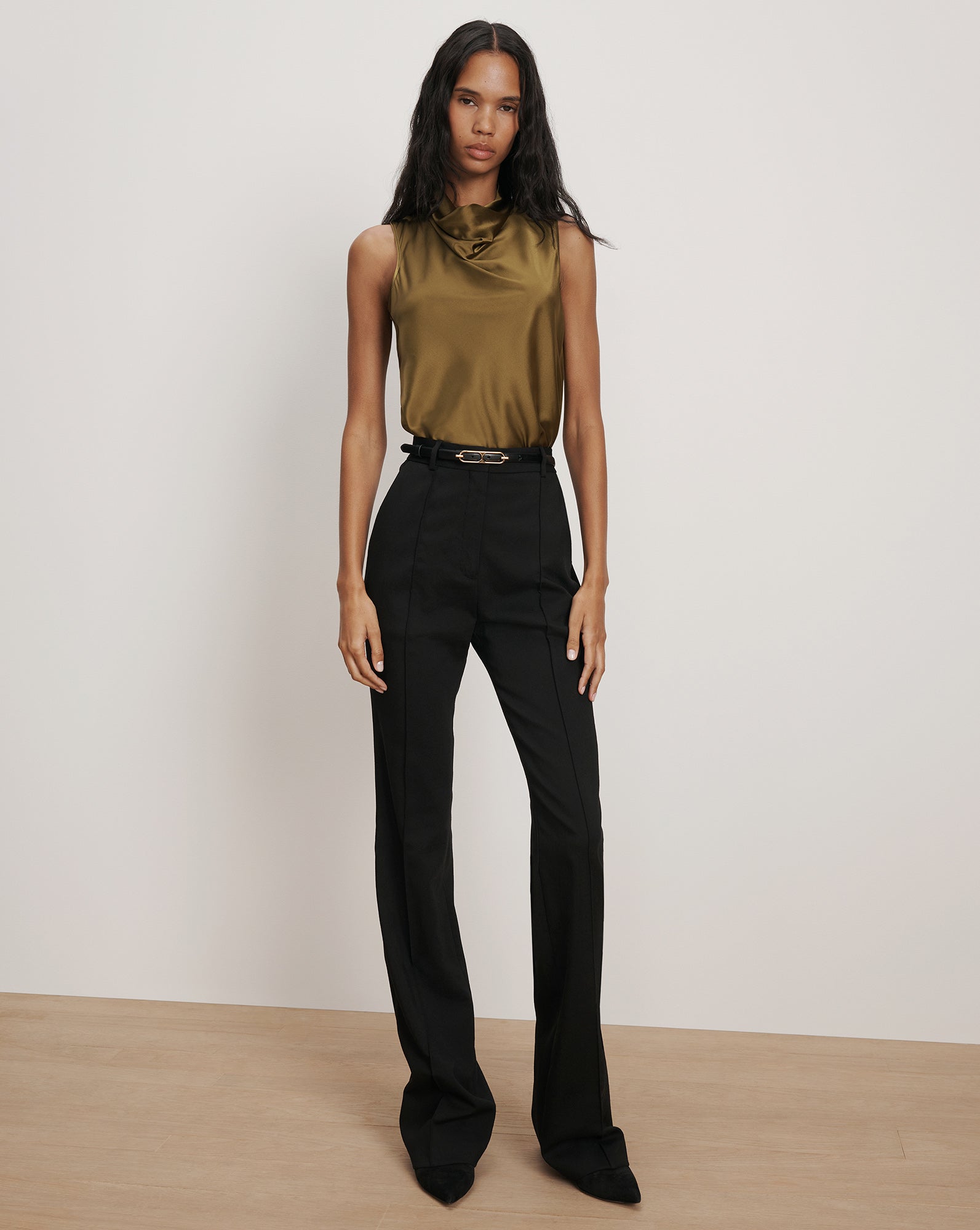 Veronica Beard Tam Silk Sleeveless Top - Moss