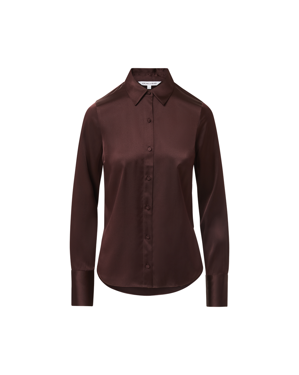 Veronica Beard Monique Silk Button-Down Shirt - Dark Currant