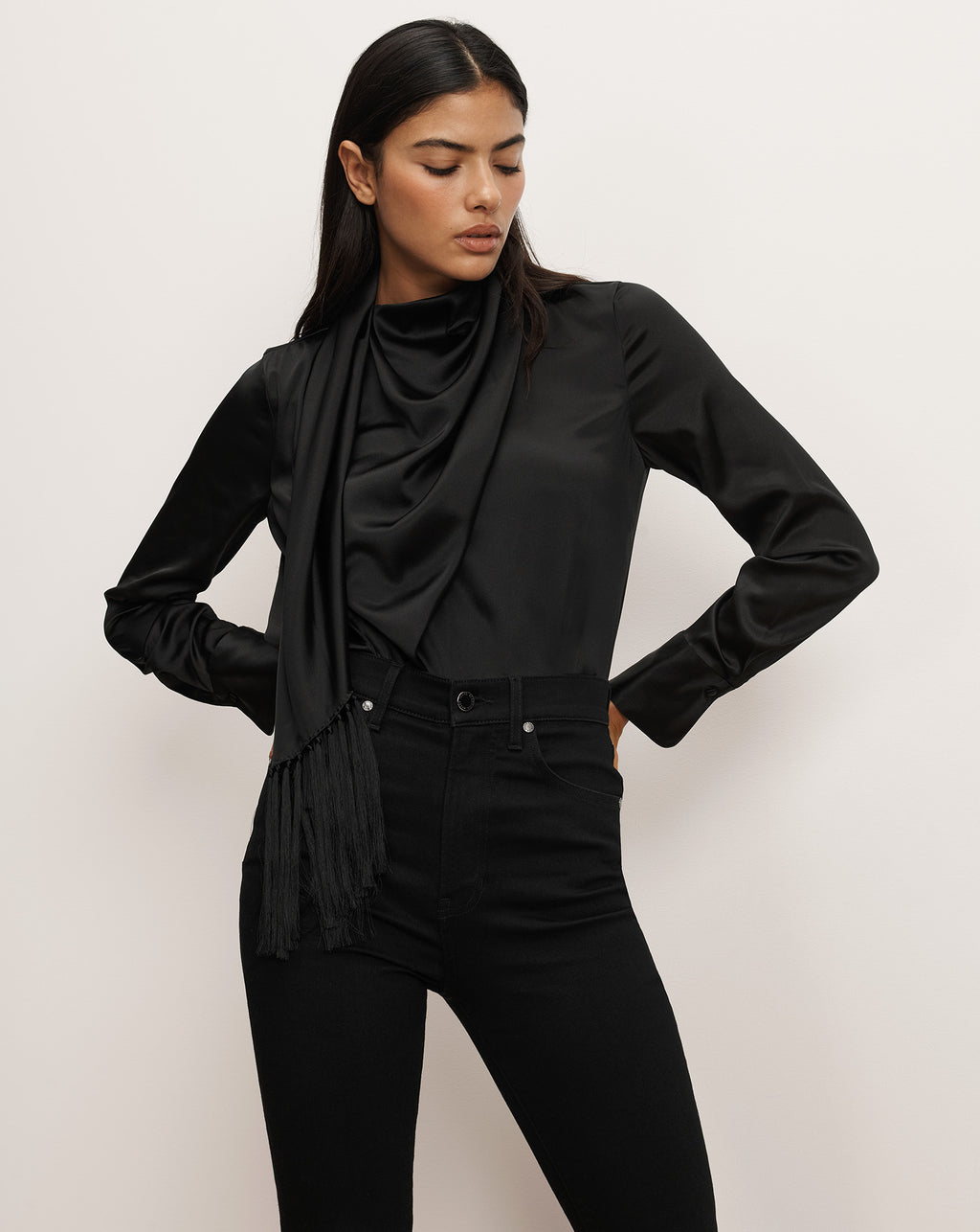 Veronica Beard Daleney Scarf Blouse - Black