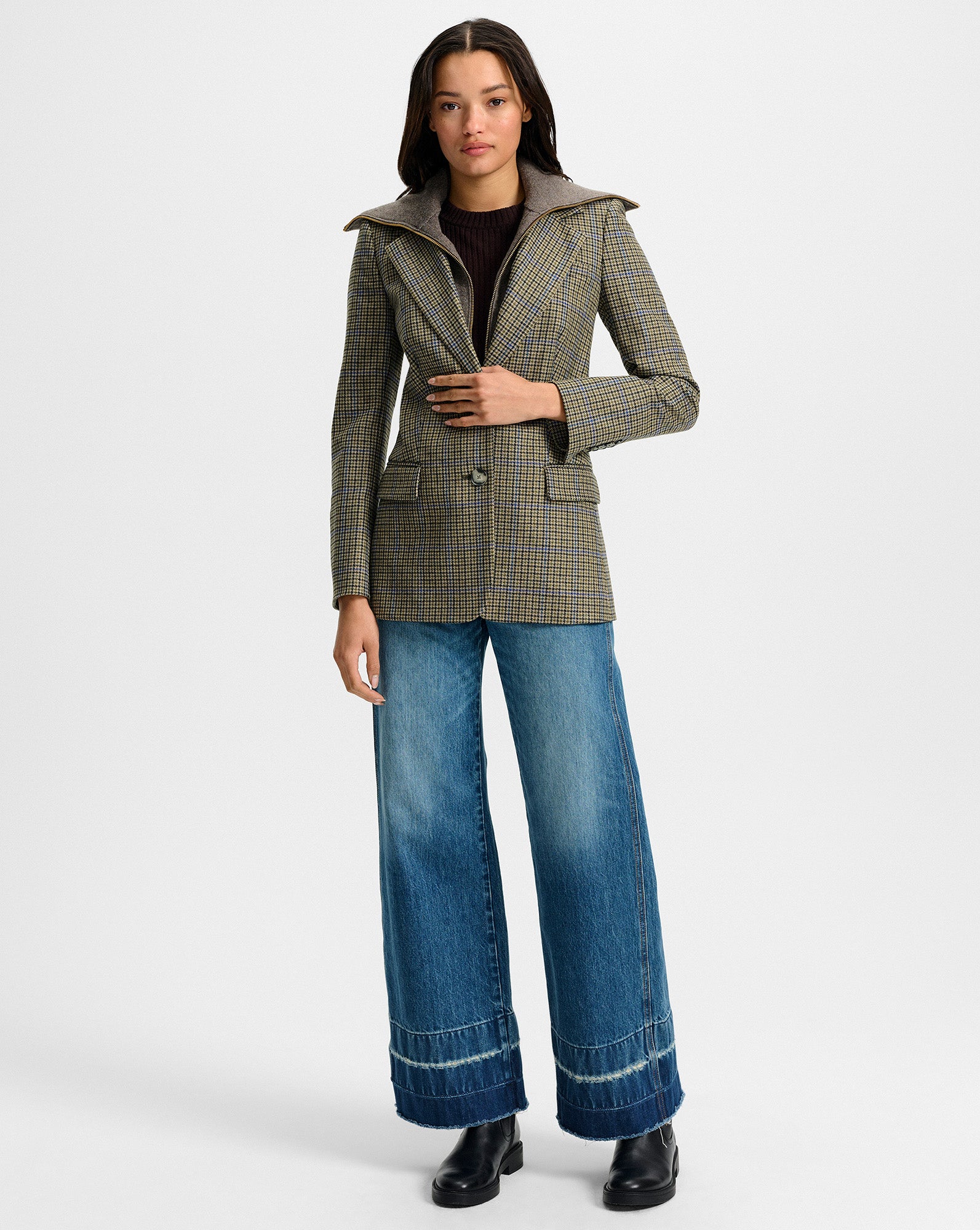 Veronica Beard Garrison Oversized Dickey Jacket - Moss Multi