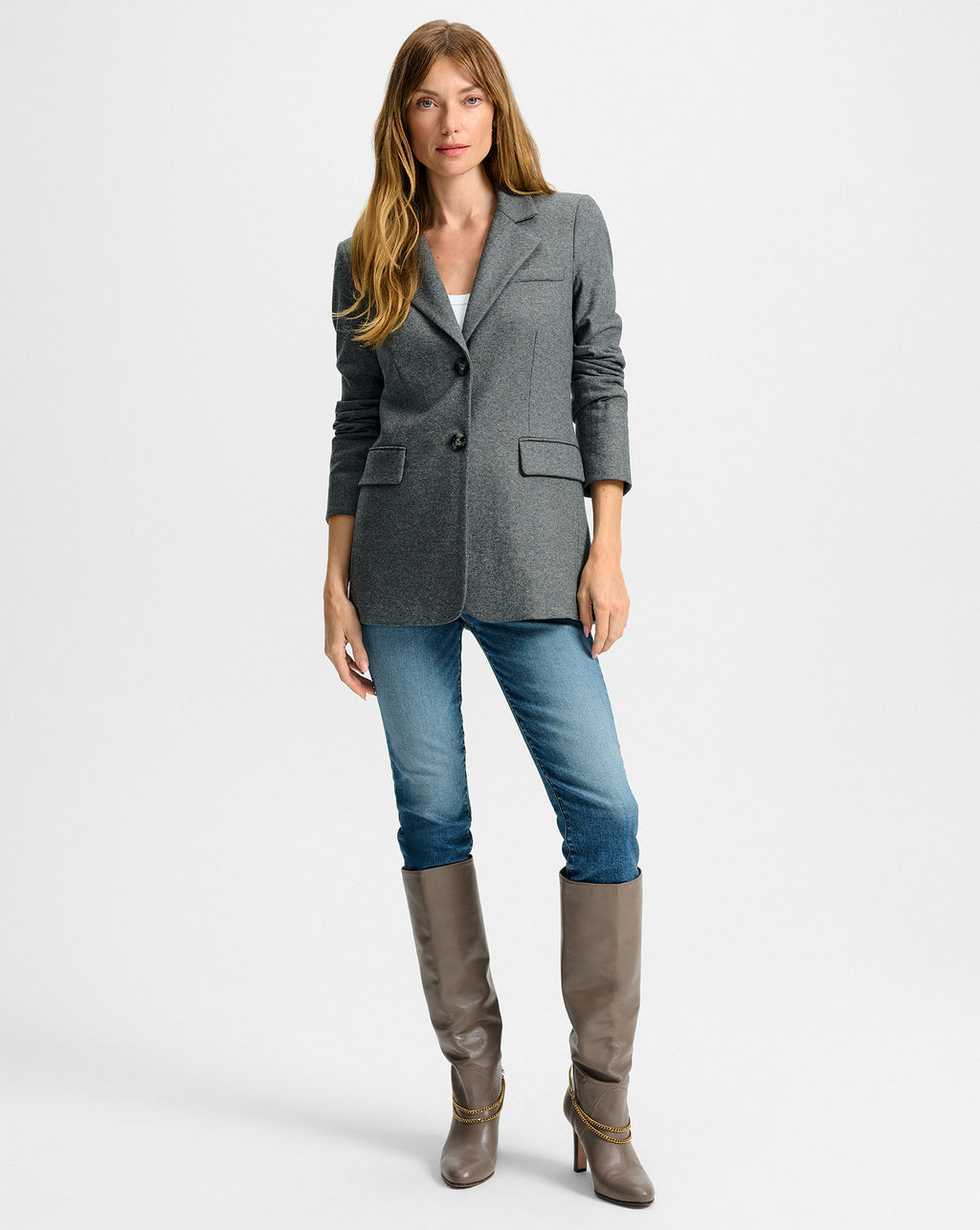 Veronica Beard Ryanne Wool Jersey Jacket - Medium Heather Grey
