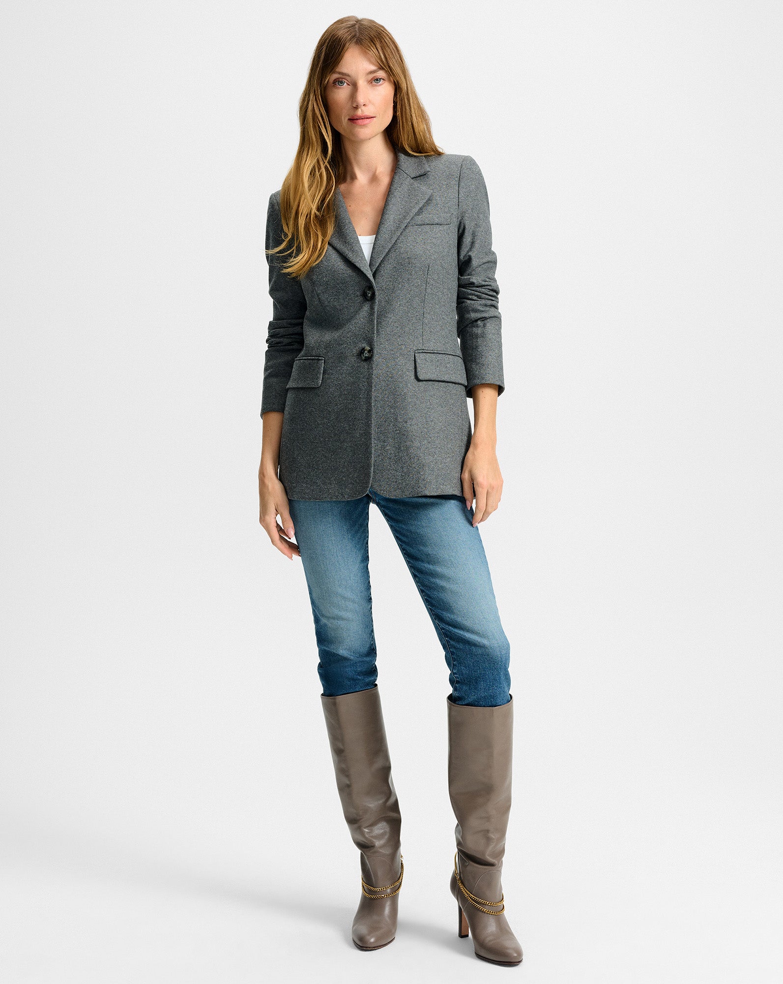 Veronica Beard Ryanne Wool Jersey Jacket - Medium Heather Grey