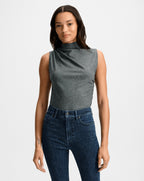 Veronica Beard Mylie Mock-Neck Tank Top - Medium Heather Grey