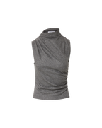 Veronica Beard Mylie Mock-Neck Tank Top Medium Heather Grey