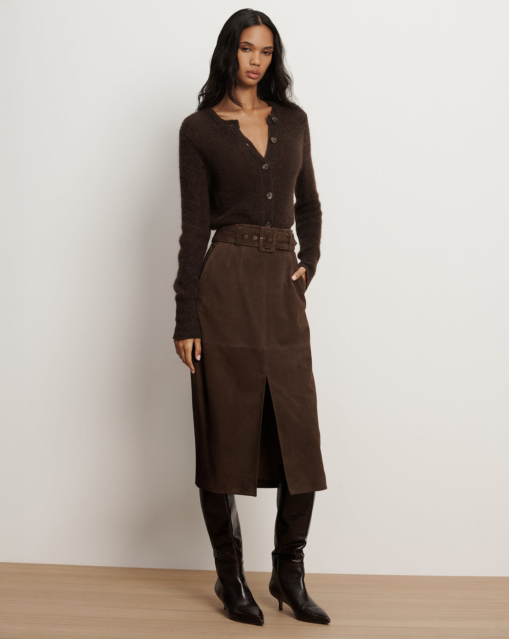 Veronica Beard Gilmour Mohair Cardigan - Dark Umber