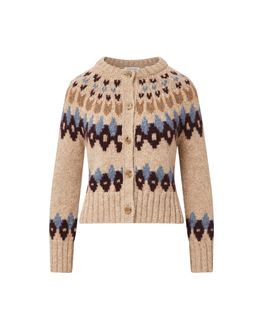 Veronica Beard Christina Fair Isle Cardigan - Oatmeal Melange Multi