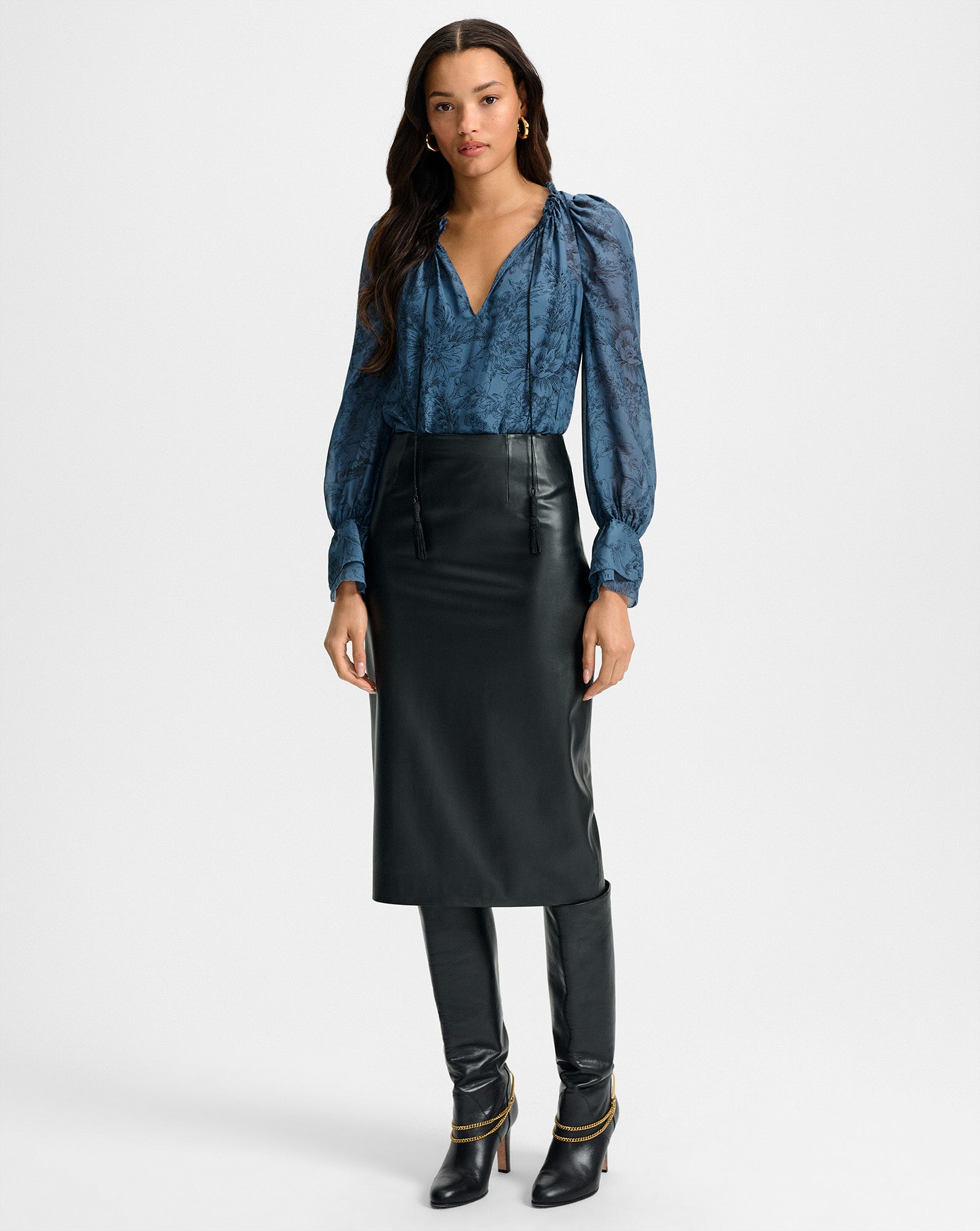 Veronica Beard Holmes Midi Pencil Skirt - Black