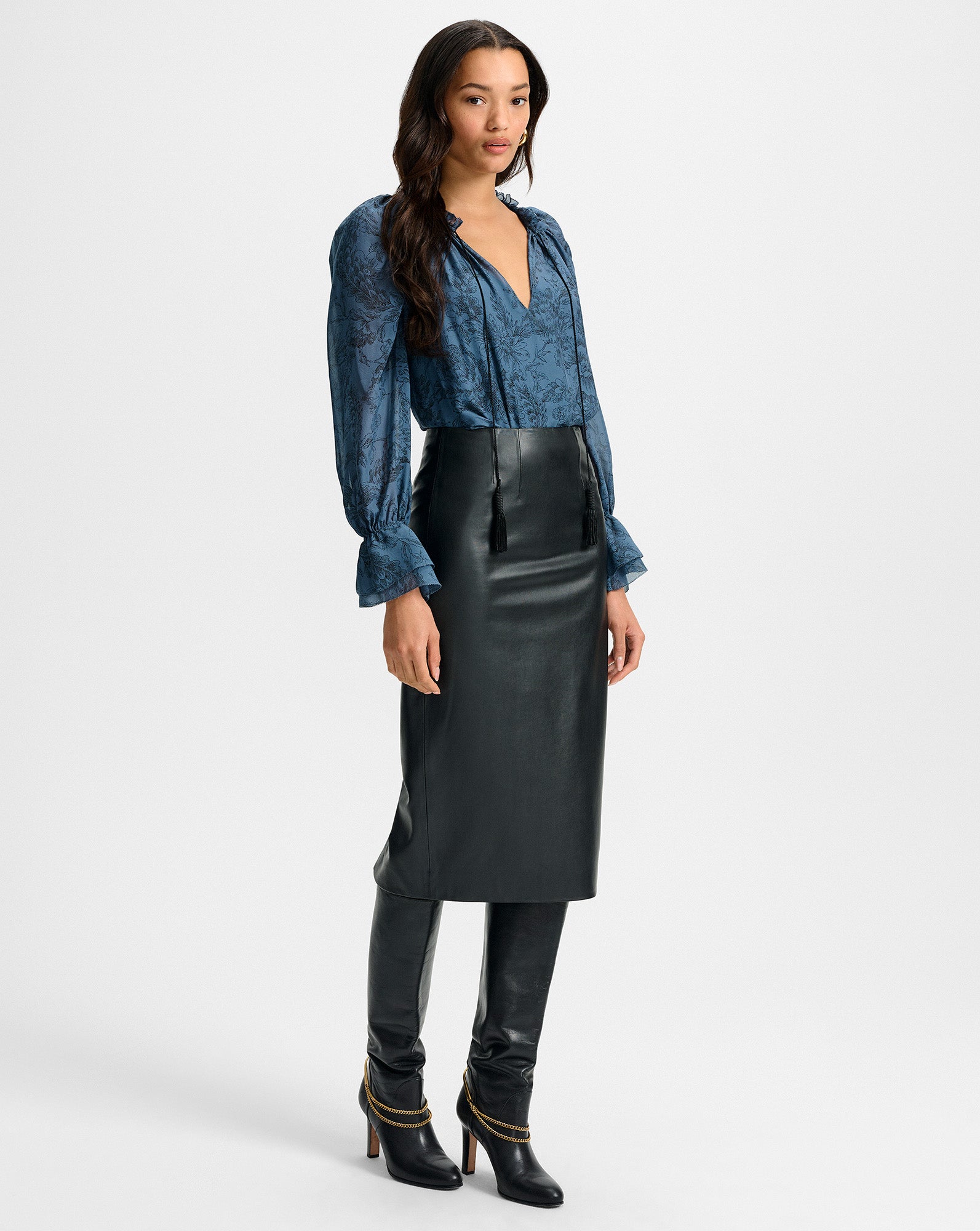Veronica Beard Holmes Midi Pencil Skirt - Black