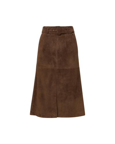Veronica Beard Alexie Suede Midi Skirt - Mocha