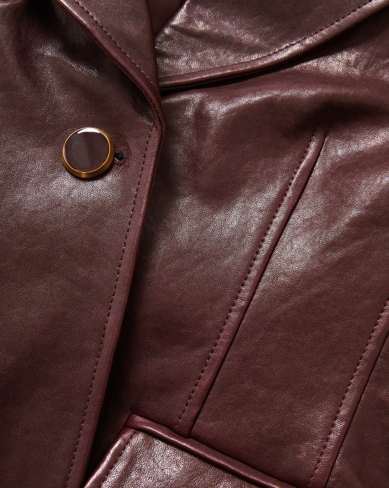 Veronica Beard Kessler Leather Dickey Jacket - Raisin