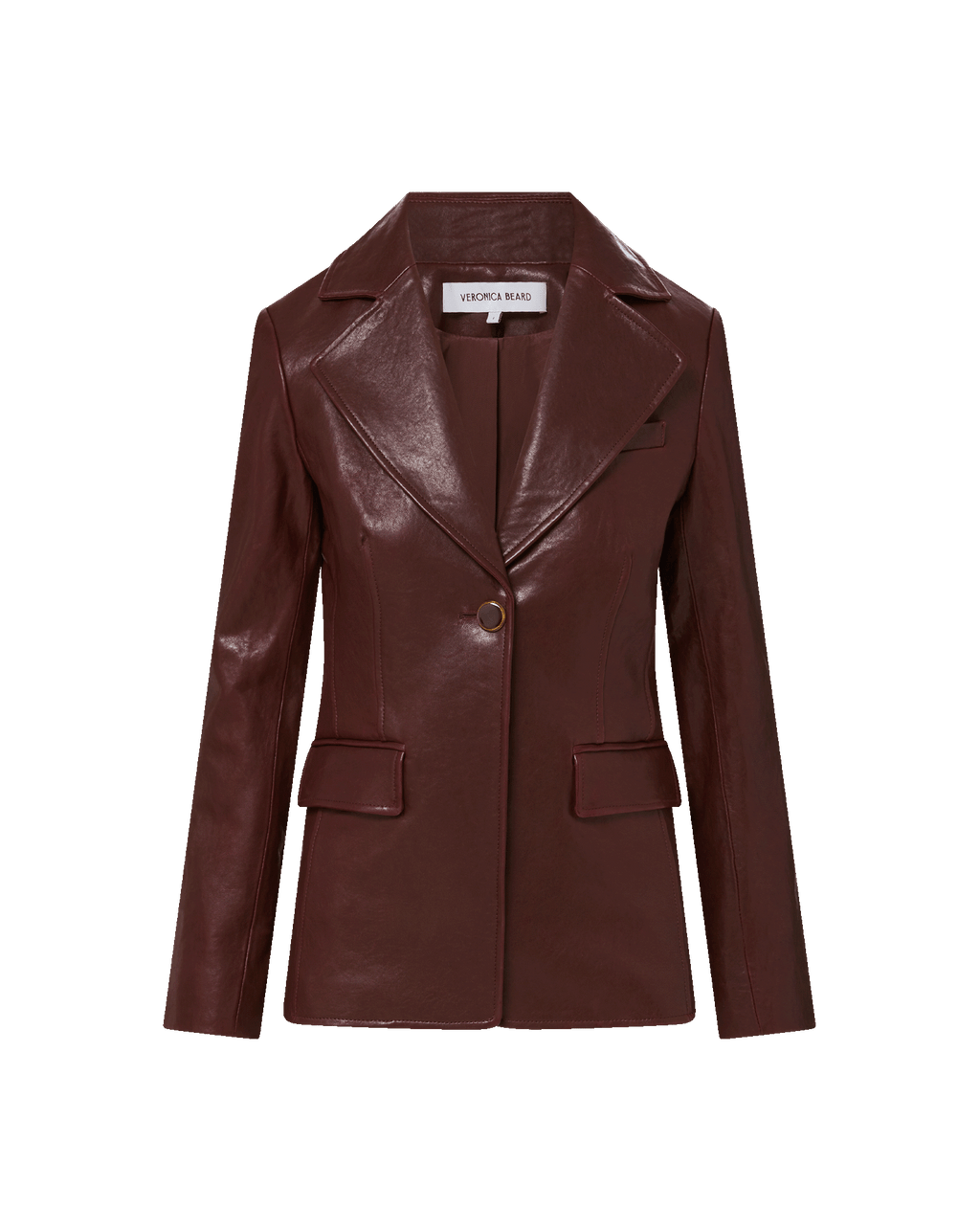 Veronica Beard Kessler Leather Dickey Jacket - Raisin