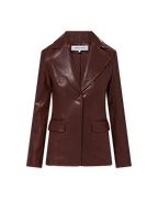 Veronica Beard Kessler Leather Dickey Jacket - Raisin