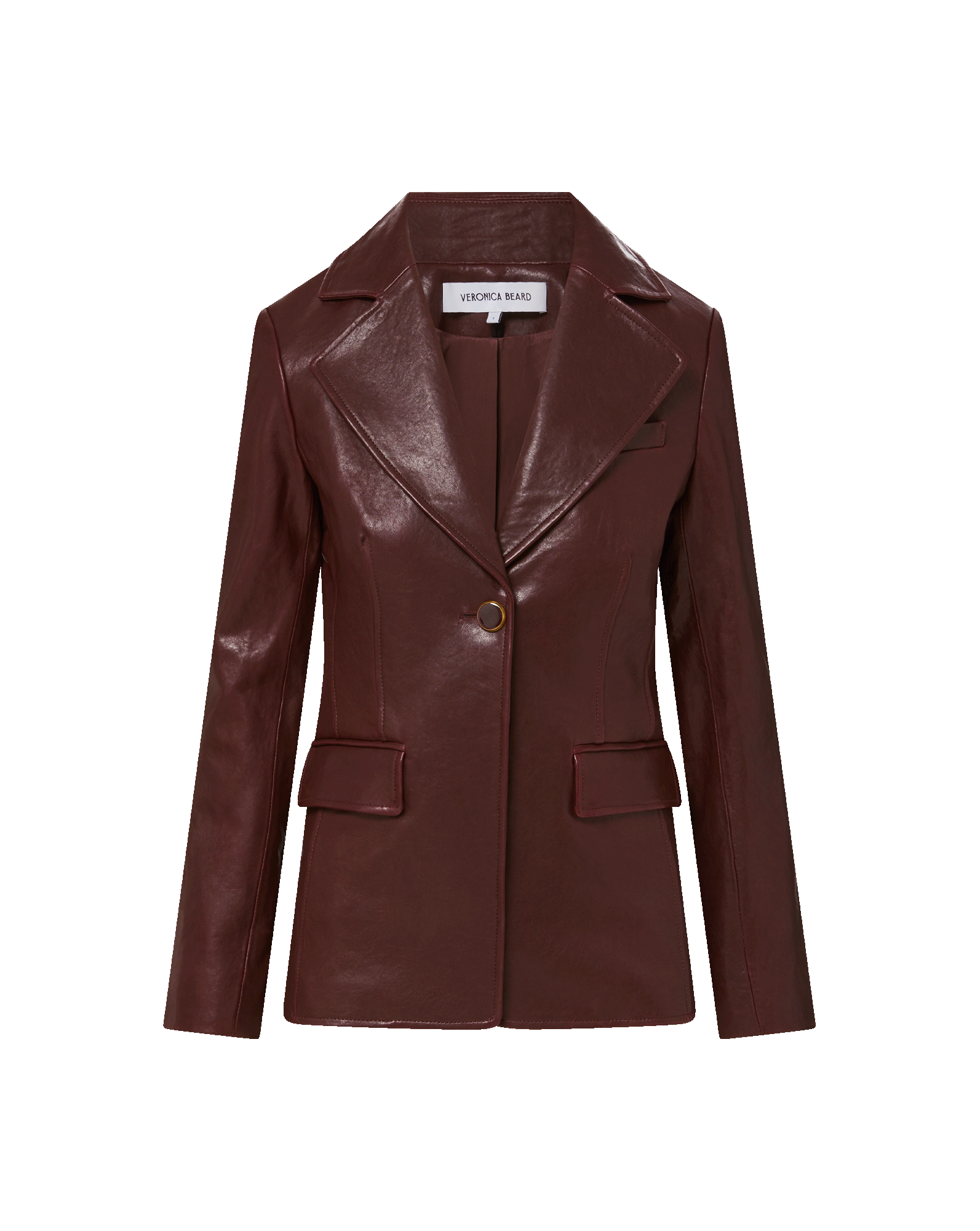 Veronica Beard Kessler Leather Dickey Jacket - Raisin