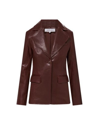 Veronica Beard Kessler Leather Dickey Jacket - Raisin