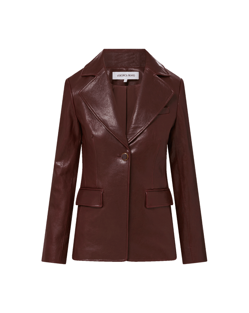 Veronica Beard Kessler Leather Dickey Jacket - Raisin